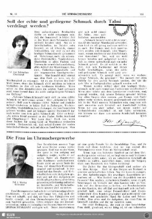 Die Frau im Uhrmachergewerbe