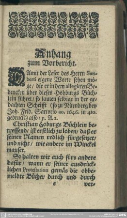 Anhang zum Vorbericht