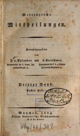 Militärische Mittheilungen. 3. 1829