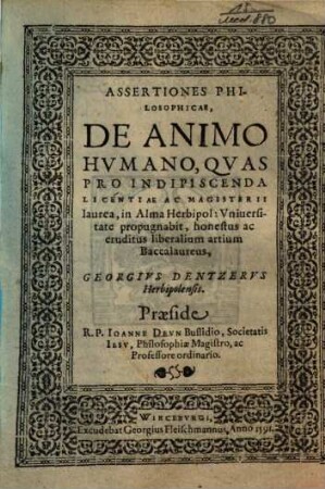 Assertiones Philosophicae, De Animo Humano