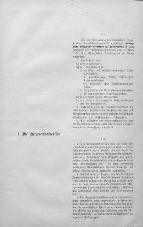 I. Die Bergwerksdirektion.