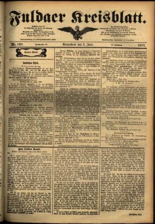 Erste Ausgabe vom Samstag, den 08. Juni 1907.
