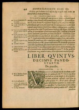 Liber Quintusdecimus Pandectarum.
