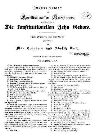 Zweites Kapitel des Konstitutionellen Katechismus, enthaltend: Die konstitutionellen Zehn Gebote.