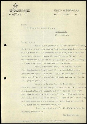 G. Rodenwaldt an G. Karo