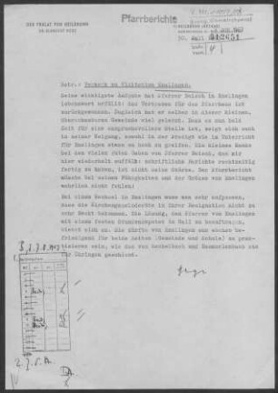 Enslingen: Visitationsbericht und Pfarrbericht 1963