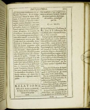 Relatione Della Religione, & Stato del Re d Ethiopia, [...] Cap. XLVI.