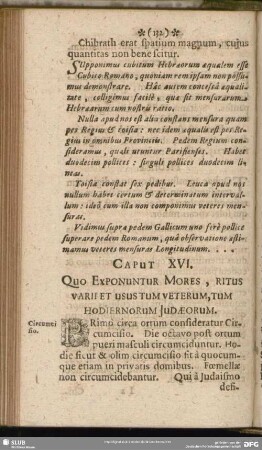 Caput XVI. Quo Exponuntur Mores, Ritus Varii Et Usus Tum Veterum, Tum Hodiernorum Judaeorum