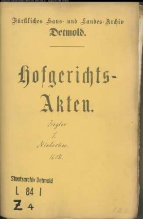 Ziegler, Dietrich Eberhard gegen Joachim Niebecker - Erbschaft