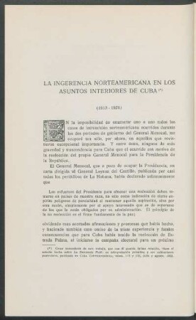 La ingerencia norteamericana en los asuntos interiores de Cuba : (1913-1921)