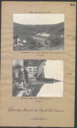 Kirche und Pfarrhaus in Diedolshausen 18.08.1916