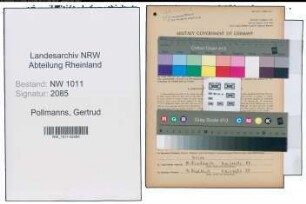 Entnazifizierung Gertrud Pollmanns , geb. 24.02.1915 (Mitinhaberin)