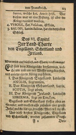 Das VI. Capitel Zur Land-Charte von Engelland, Schottland und Irrland