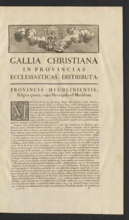 Gallia Christiana In Provincias Distributa. Provincia Mechliniensis, Belgica quarta, cuius Metropolis est Mechlinia