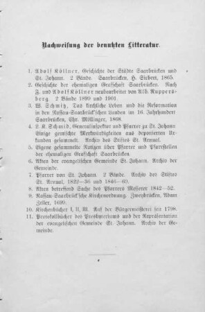 Nachweisung der benutzten Litteratur.
