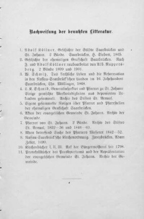 Nachweisung der benutzten Litteratur.