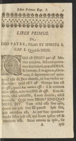 Liber Primus. De Deo Patre, Filio Et Spiritu S.