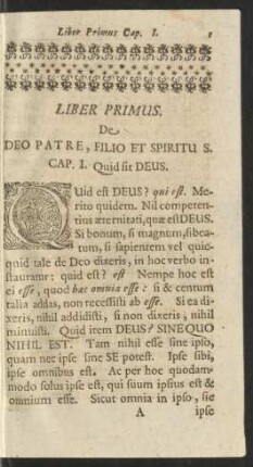 Liber Primus. De Deo Patre, Filio Et Spiritu S.