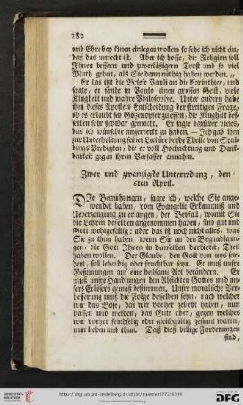 Zwey und zwanzigste Unterredung, den 6ten April