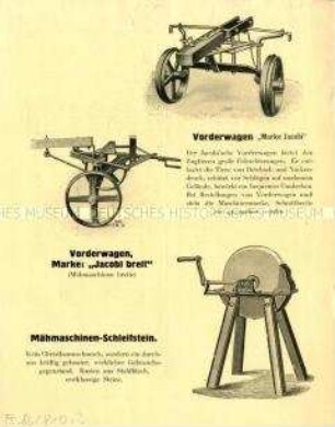 Preisliste über Ersatzteile für die einpferdige Mähmaschine