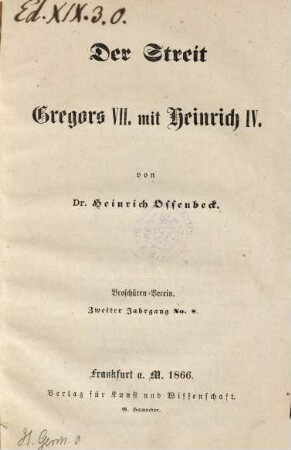 Der Streit Gregors VII. mit Heinrich IV.