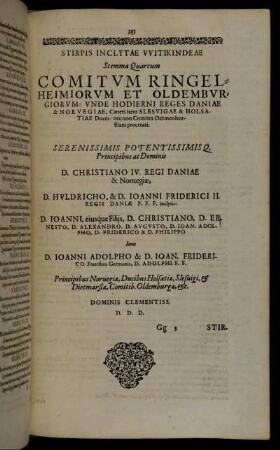 Stirpis Inclytae Witikindeae Stemma Quartum Comitum Ringelheimiorum Et Oldemburgiorum [...]