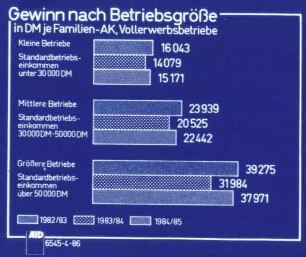 Gewinn nach Betriebsgröße in DM je Familien-AK, Vollerwerbsbetriebe