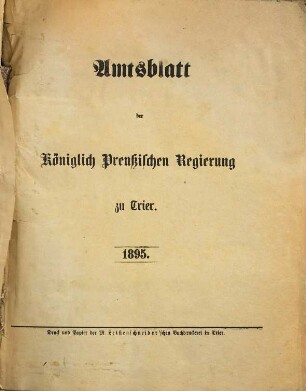 Amtsblatt der Bezirksregierung zu Trier. 1895