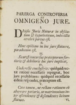 Parerga Controversa Ex Omnigeno Jure