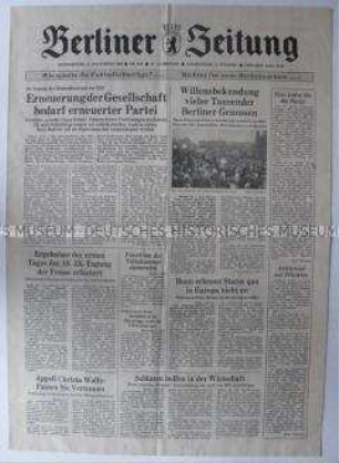 Tageszeitung "Berliner Zeitung" zur Lage in der DDR am Vorabend der "Maueröffnung"