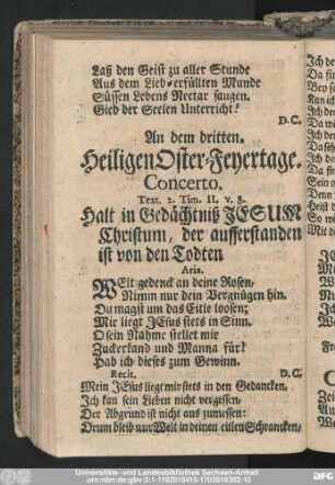Am dem dritten Heiligen Oster-Feyertage.