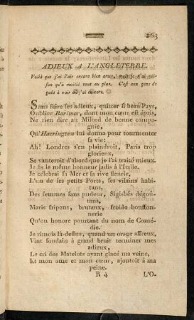 263-269, Adieux a l'Angleterre. - Portrait.