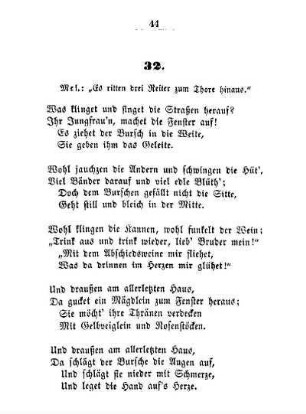 32. Mel.: "Es ritten drei Reiter zum Thore hinaus"