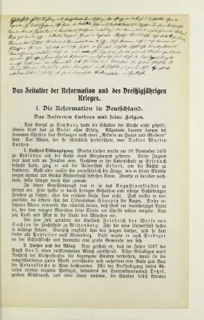 Das Zeitalter der Reformation und des Dreißigjährigen Krieges