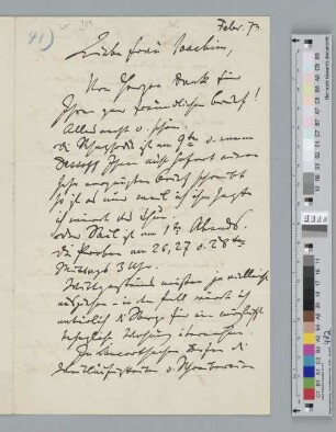 Brief an Amalie Joachim