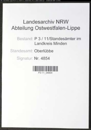 Sterberegister Standesamt Oberlübbe