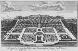 Prospect des Königl. Lust-Schlosses und Garten Sans-Soucy bei Potsdam
