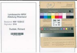 Entnazifizierung Richard Duddek , geb. 09.11.1910 (Polizeibeamter)