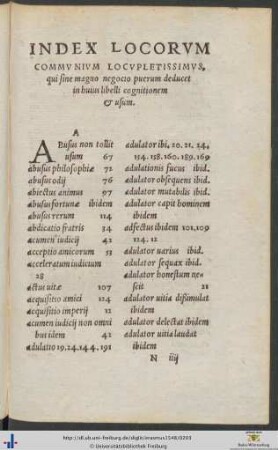 Index Locorum Communium Locupletissimus