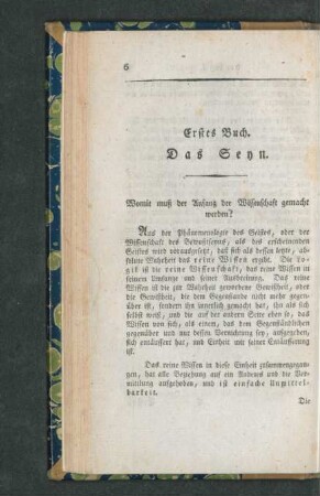 Womit muß der Anfang der Wissenschaft gemacht werden?
