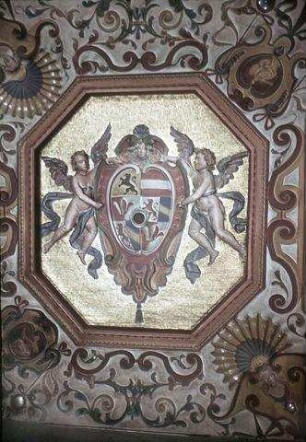Wappen des Salzburger Erzbischofs Wolf Dietrich von Raitenau, von zwei Engeln getragen