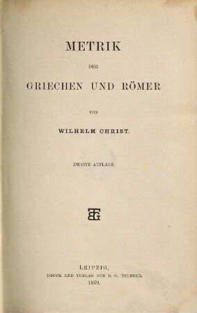 Metrik der Griechen und Römer