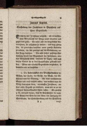Zweites Kapitel. Eintheilung der Irrthümer in Beziehung auf ihren Gegenstand.
