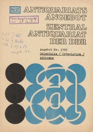 Nr. 1765: Orientalia/Ostasiatica/Africana