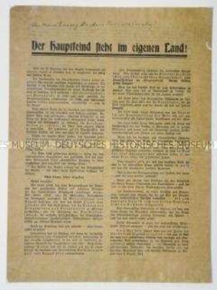 Anti-Kriegs-Flugblatt der linken Sozialdemokratie