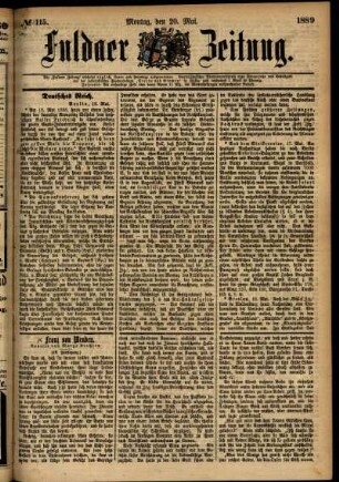 Ausgabe vom Montag, den 20. Mai 1889.