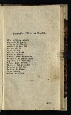 Ausgelassene Wörter im Register