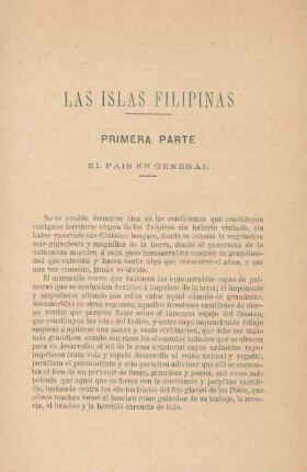 Primera parte. El pais en general