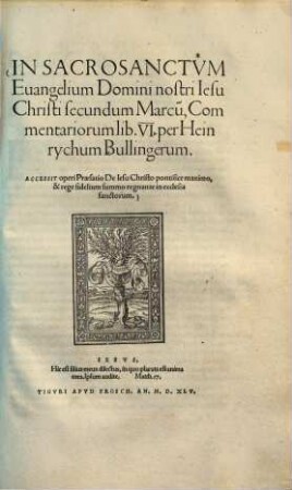 In sacrosanctum evangelium domini nostri Jesu Christi secundum Marcum, commentariorum lib. VI.