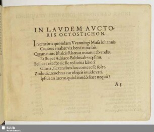 In laudem auctoris octostichon.